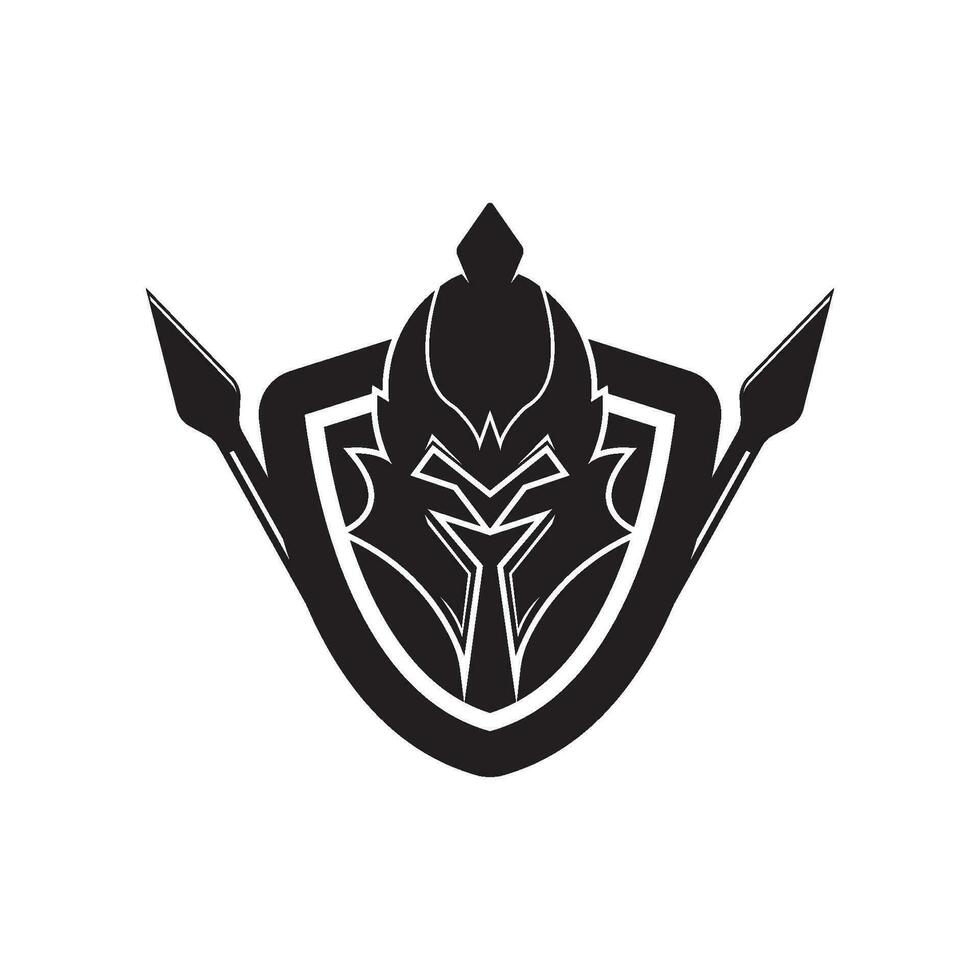 Knight helmet vector illustration for an icon, symbol or logo. knight flat logo gladiator