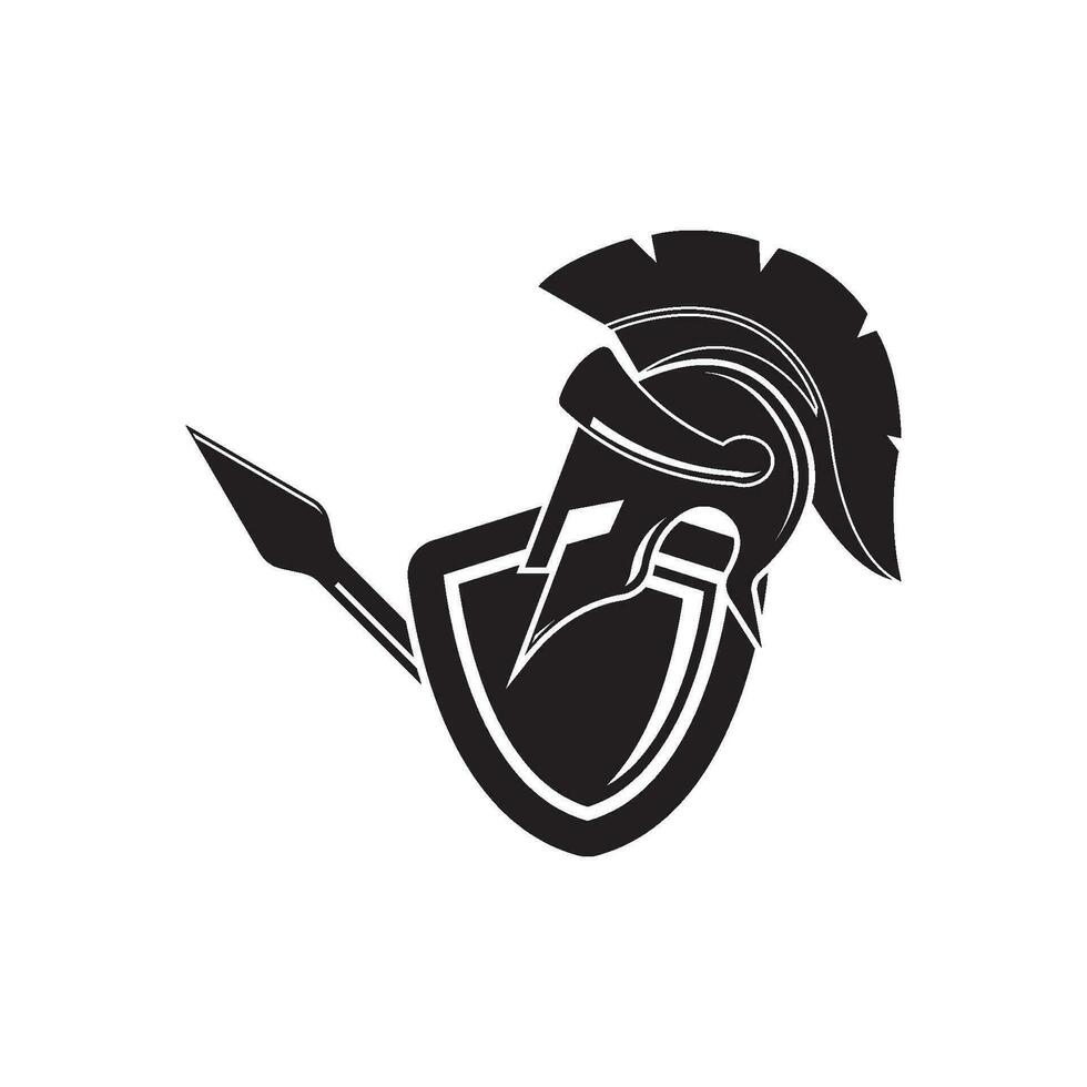Caballero casco vector ilustración para un icono, símbolo o logo. Caballero plano logo gladiador