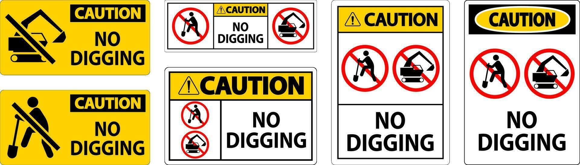 Caution Sign, No Digging Sign vector