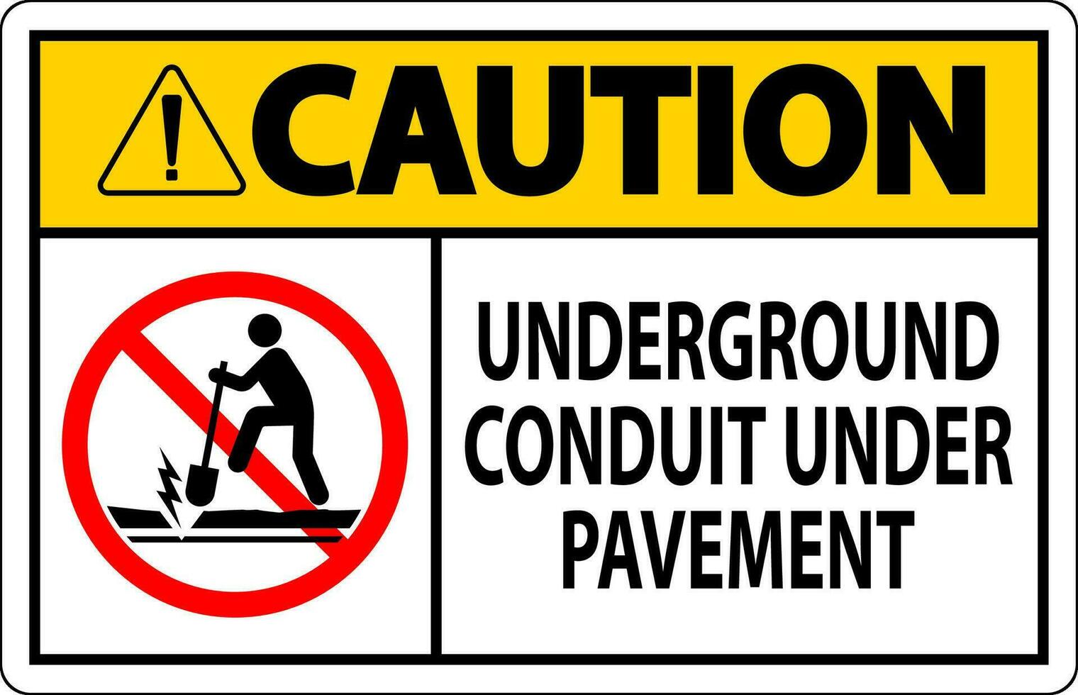 precaución firmar, subterráneo conducto debajo pavimento vector