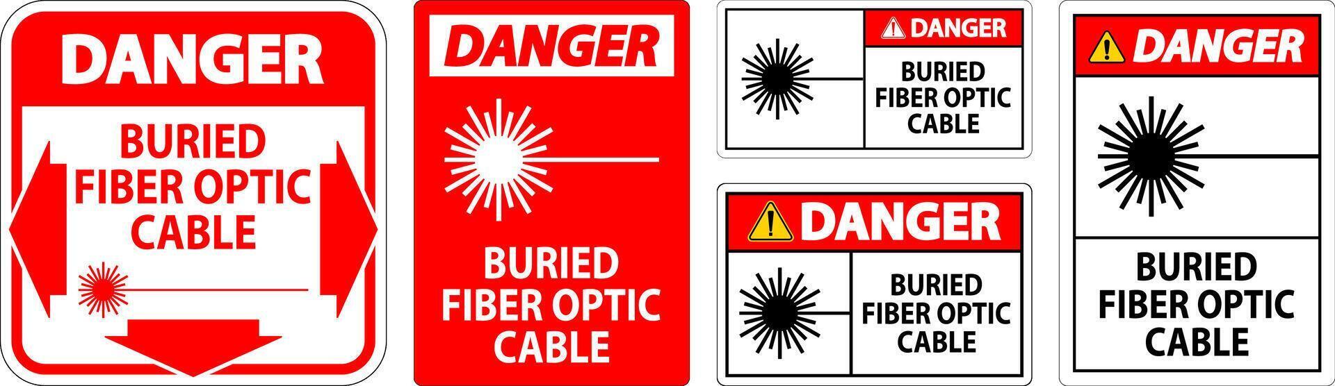 Danger Sign, Buried Fiber Optic Cable vector