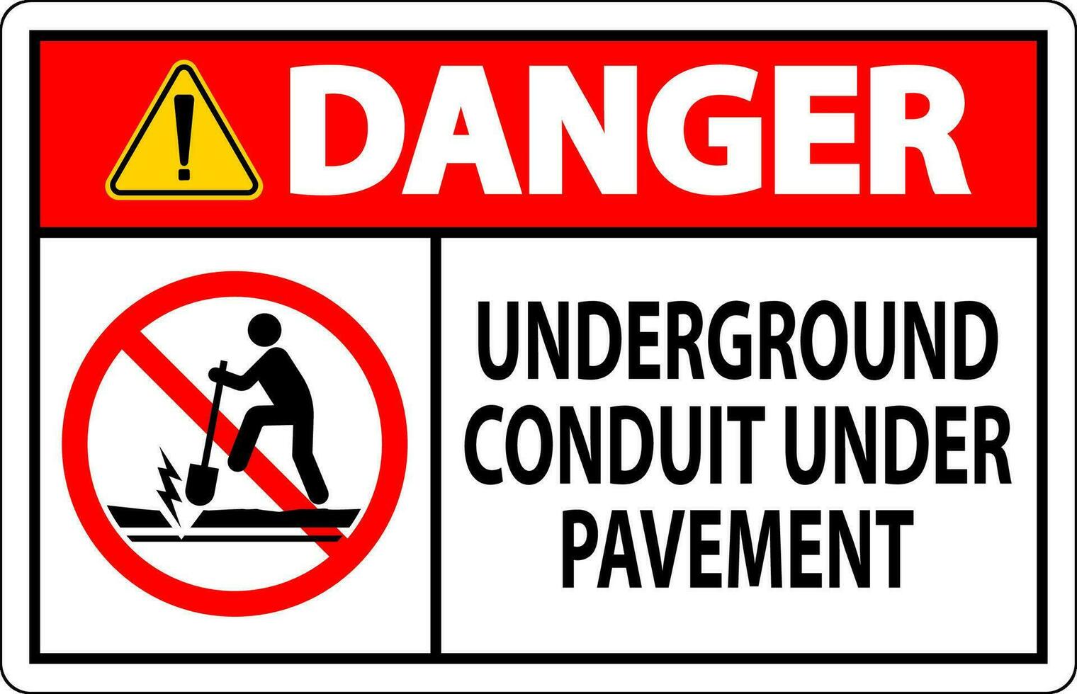peligro firmar, subterráneo conducto debajo pavimento vector
