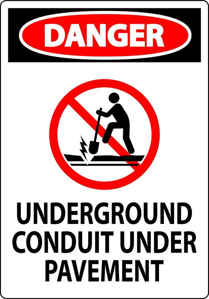 peligro firmar, subterráneo conducto debajo pavimento vector