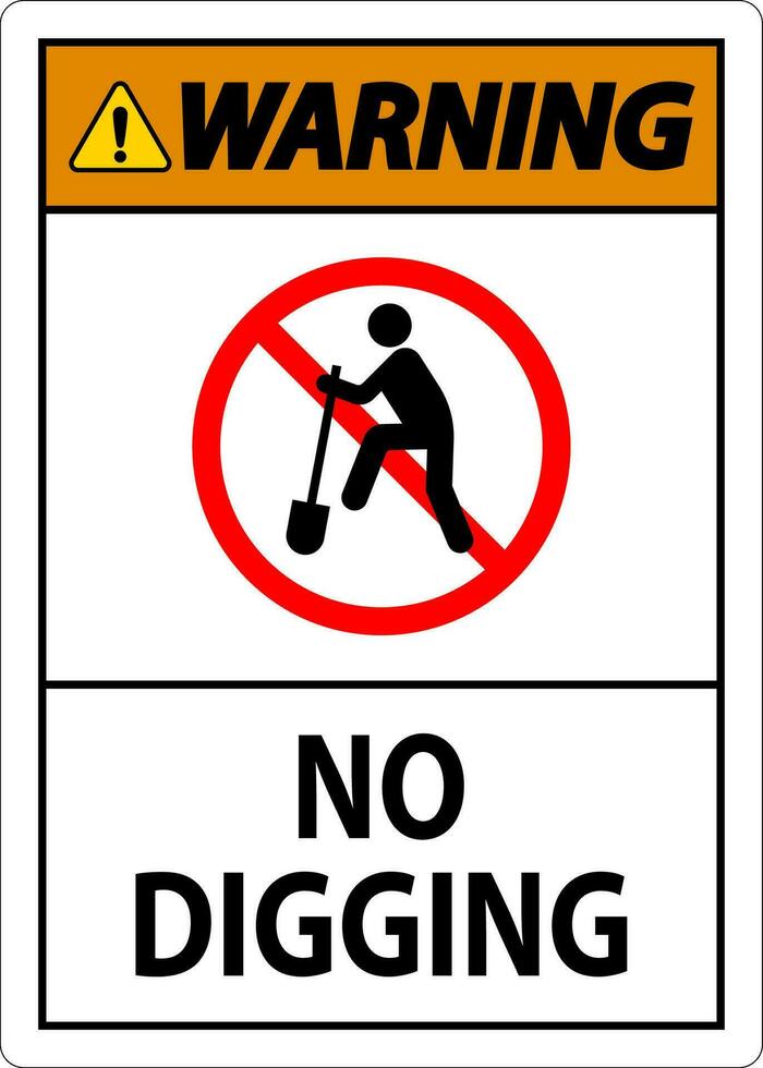 Warning Sign, No Digging Sign vector