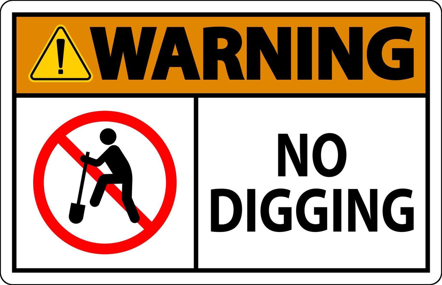 Warning Sign, No Digging Sign vector