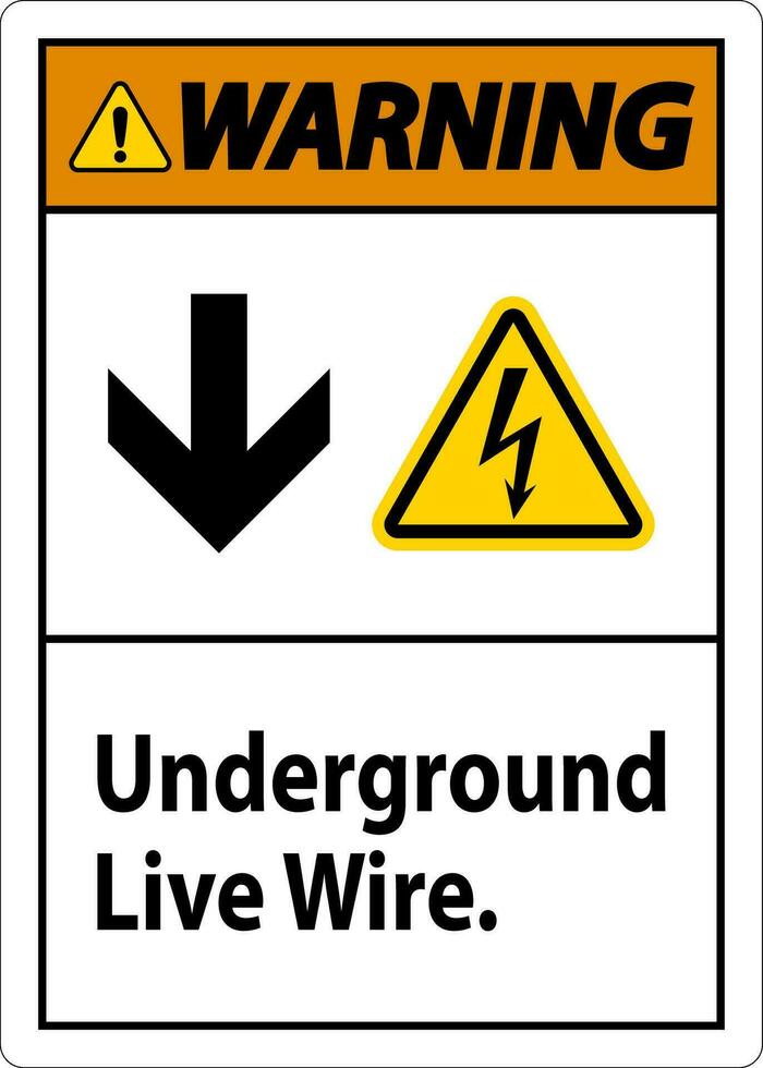 Warning Sign, Underground Live Wire. vector