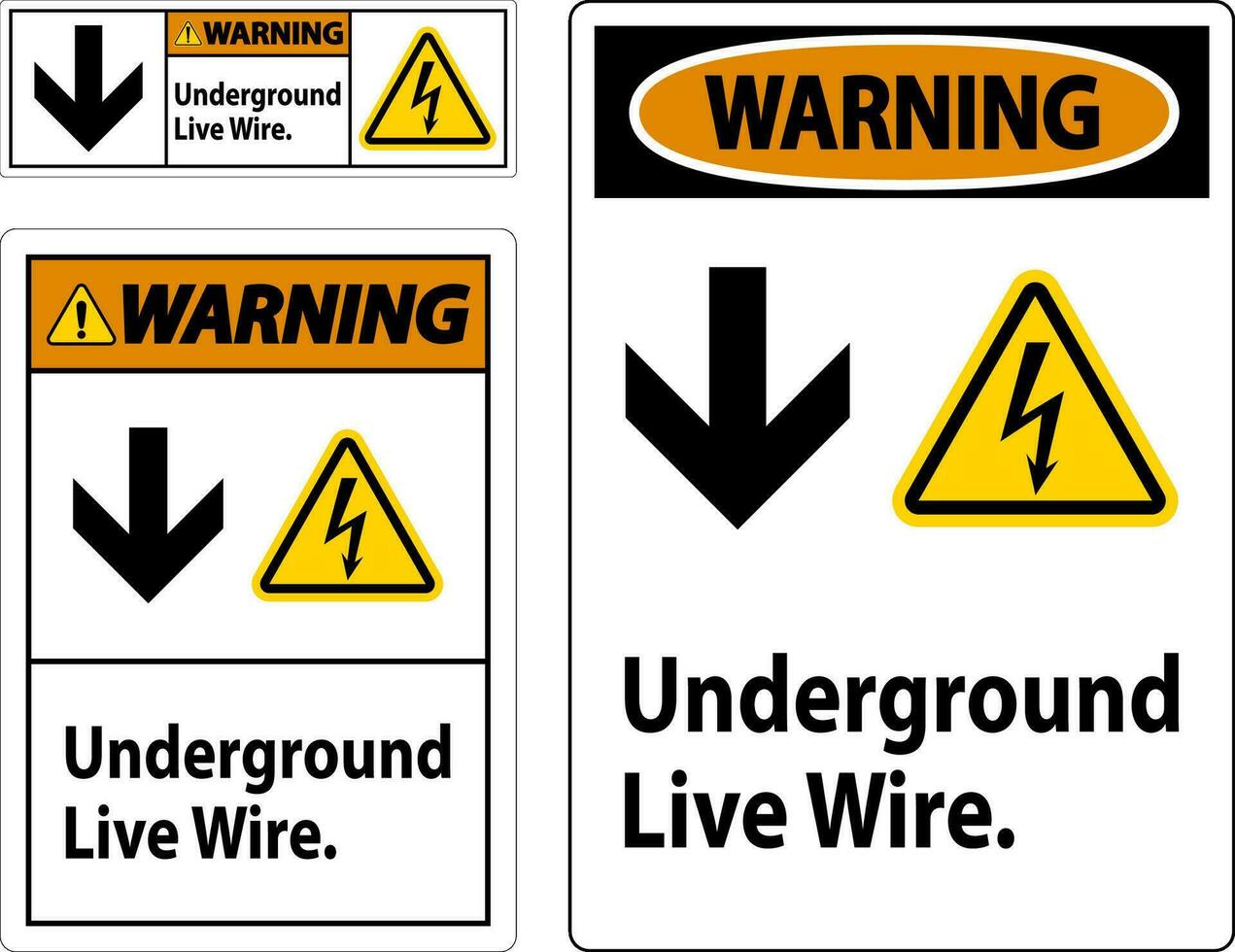 Warning Sign, Underground Live Wire. vector