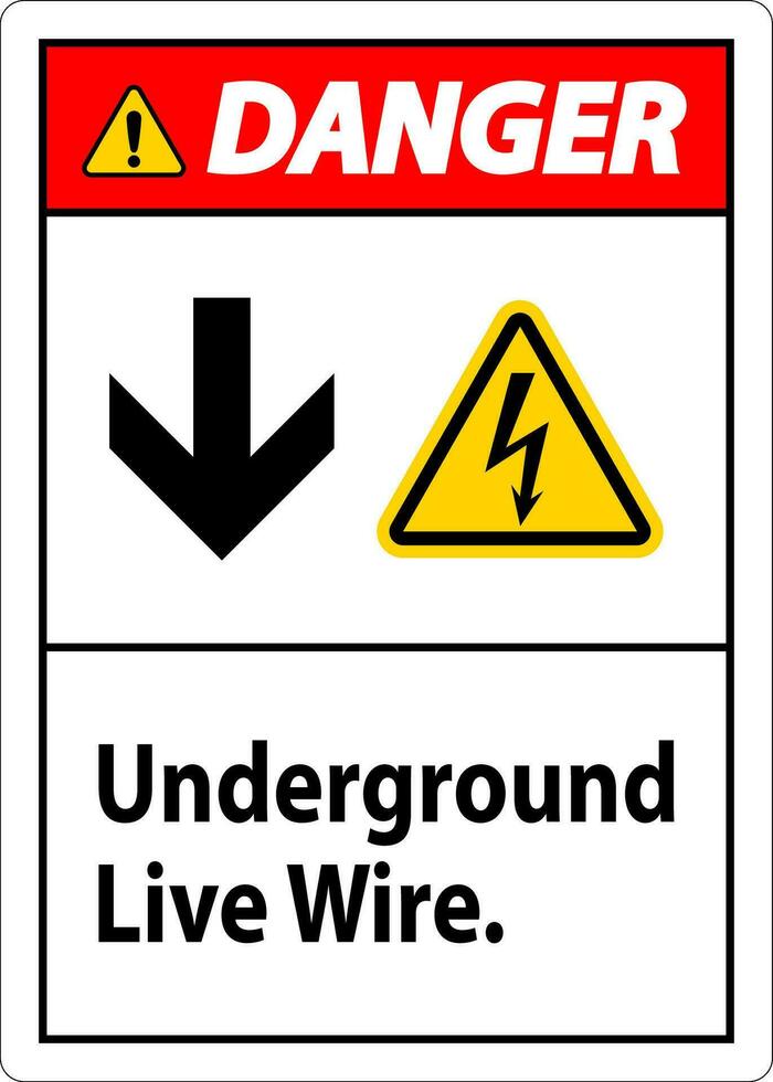 peligro firmar, subterráneo En Vivo cable. vector