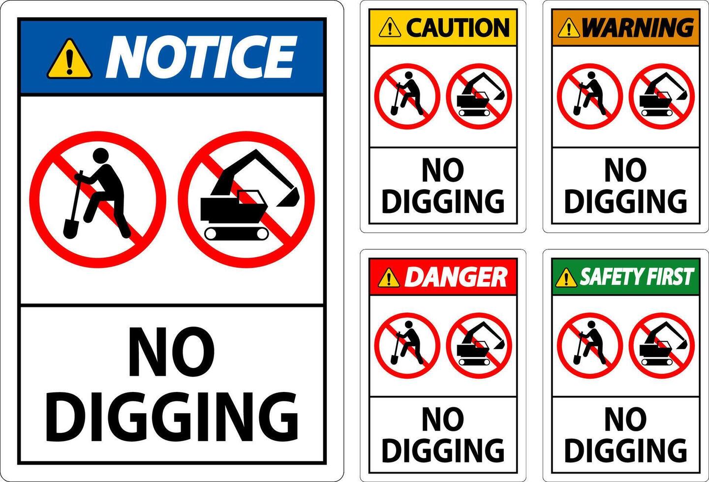 Notice Sign, No Digging Sign vector