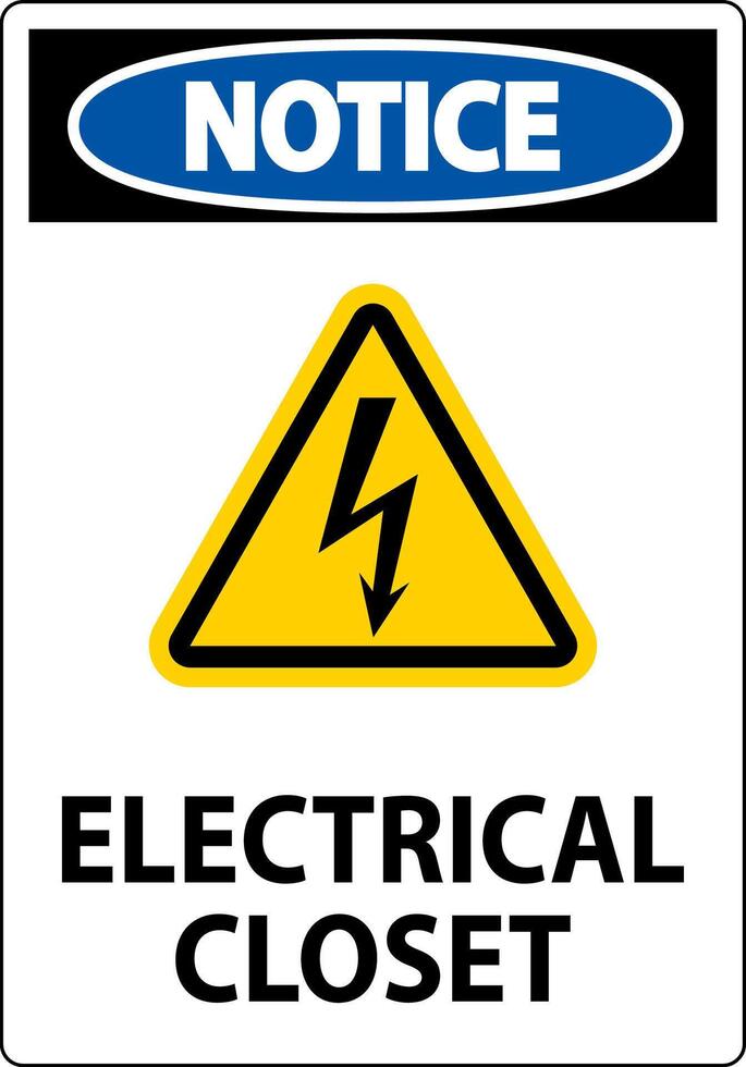Notice Sign, Electrical Closet Sign vector