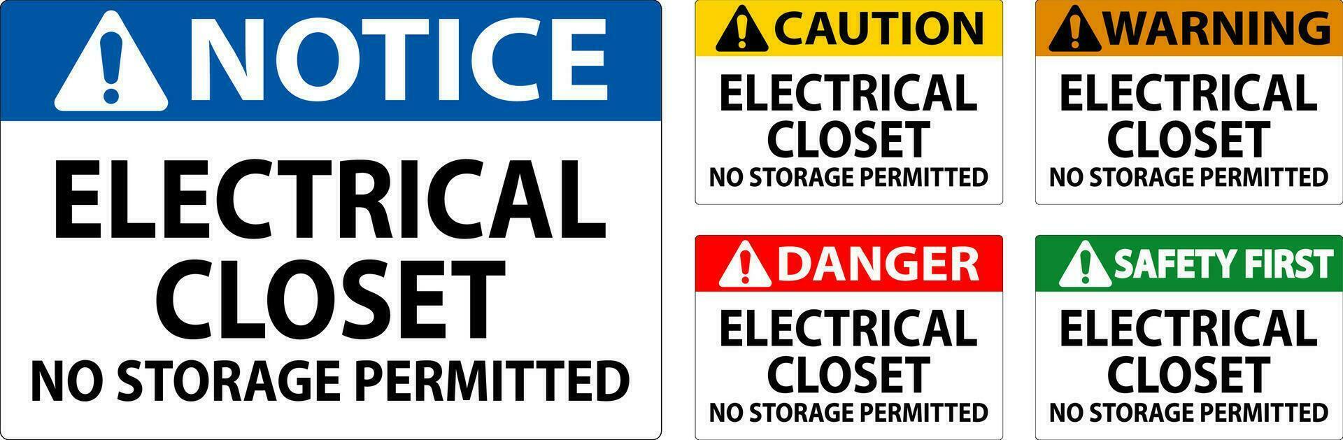 Notice Sign Electrical Closet - No Storage Permitted vector