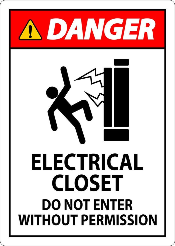 Danger Sign Electrical Closet - Do Not Enter Without Permission vector