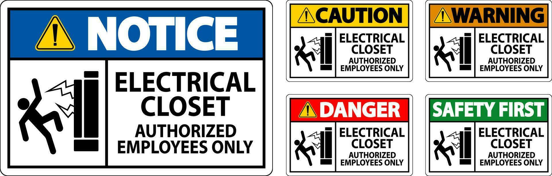 Warning Sign Electrical Closet - Authorized Employees Only vector