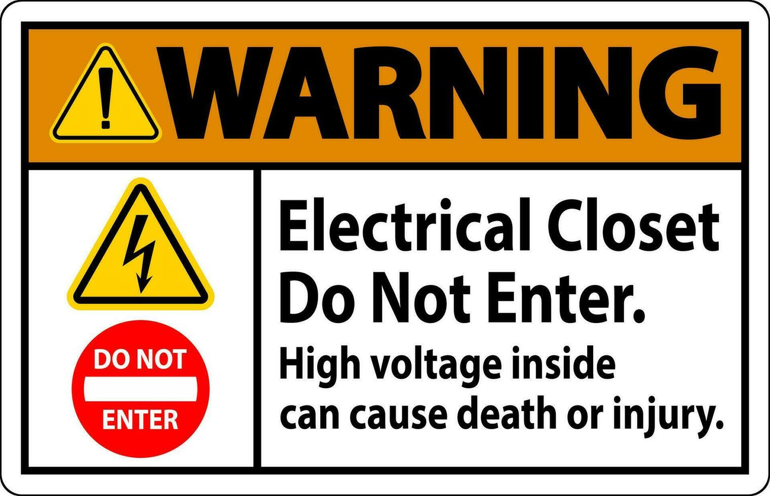 advertencia firmar eléctrico armario - hacer no ingresar. alto voltaje dentro lata porque muerte o lesión vector