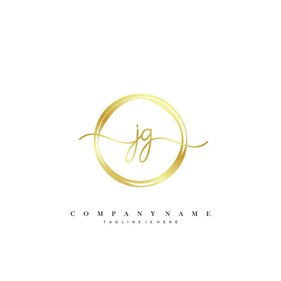 JG Initial handwriting minimalist geometric logo template vector