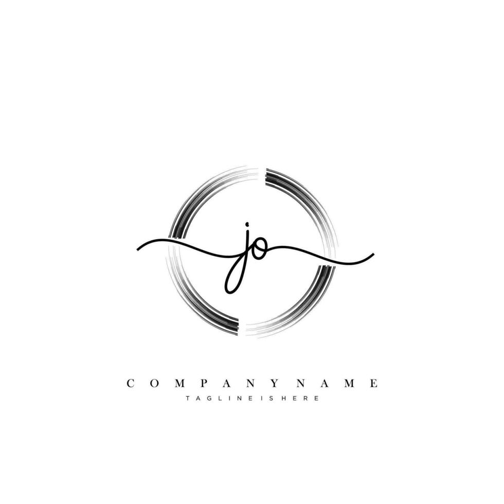 JO Initial handwriting minimalist geometric logo template vector