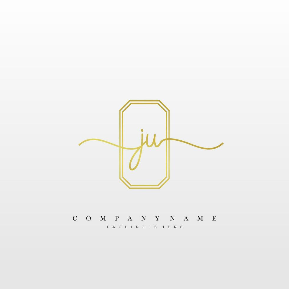 JU Initial handwriting minimalist geometric logo template vector