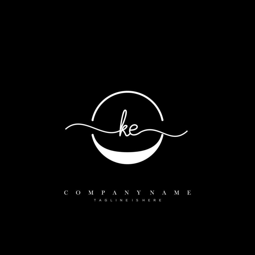 KE Initial handwriting minimalist geometric logo template vector