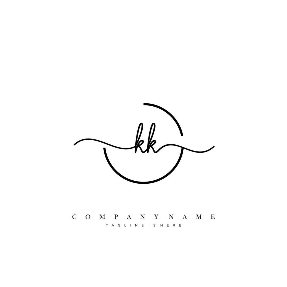 KK Initial handwriting minimalist geometric logo template vector