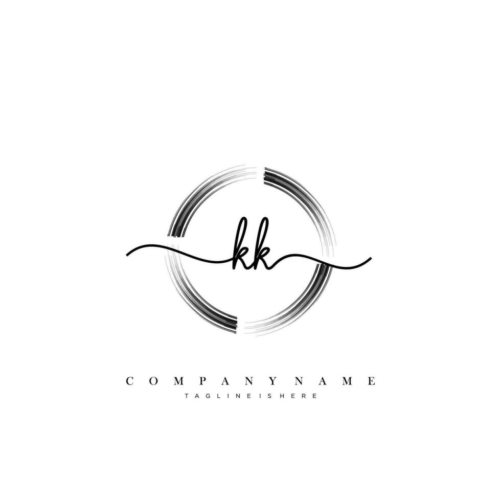 KK Initial handwriting minimalist geometric logo template vector