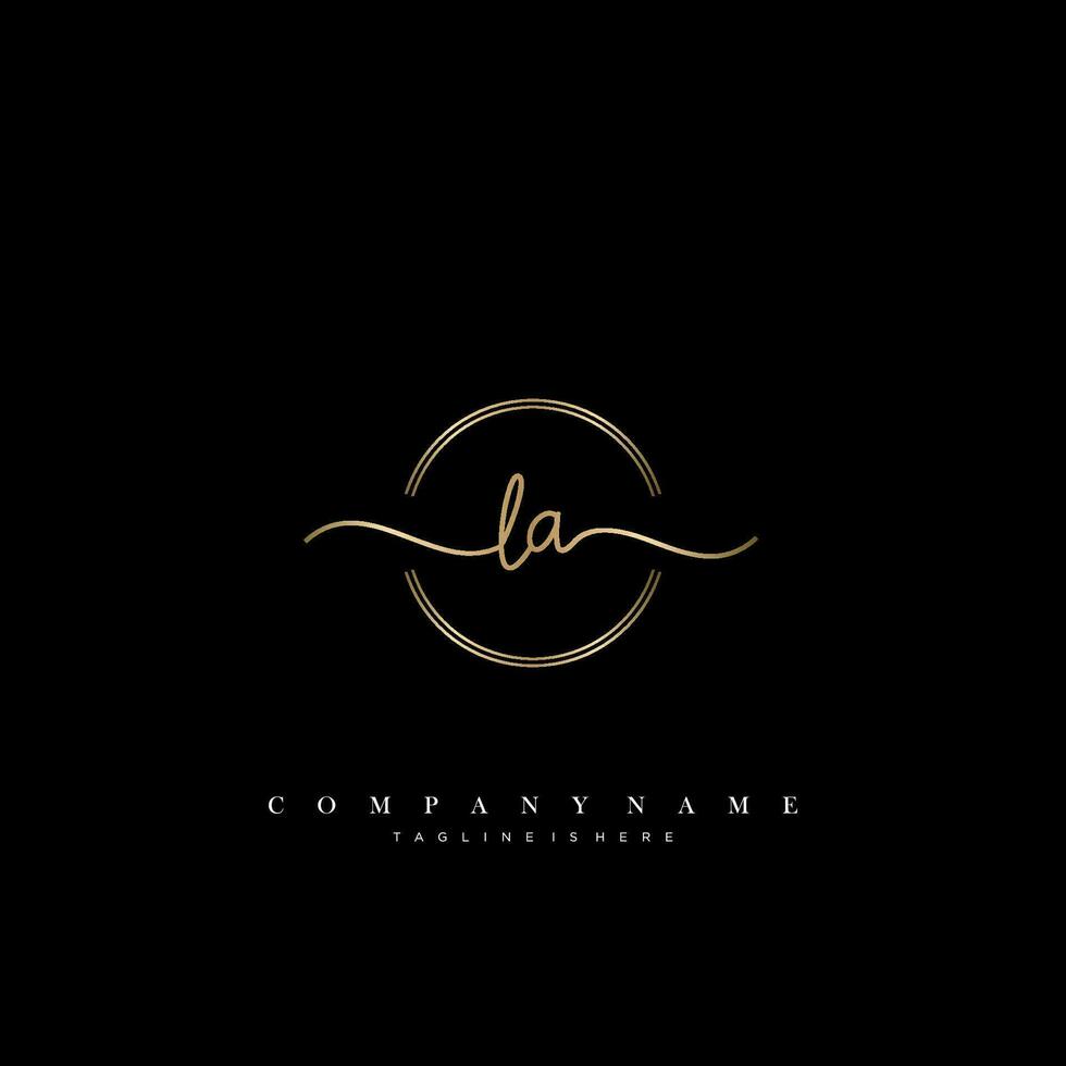 LA Initial handwriting minimalist geometric logo template vector