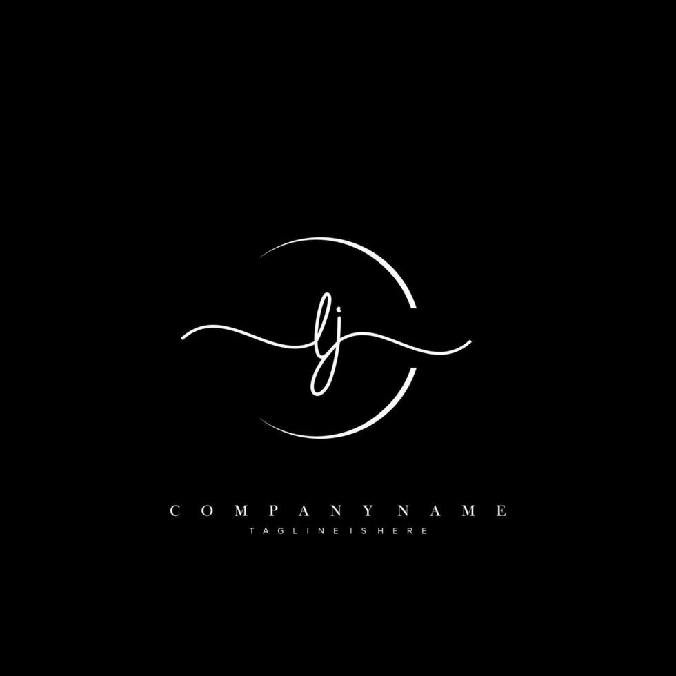 LJ Initial handwriting minimalist geometric logo template vector