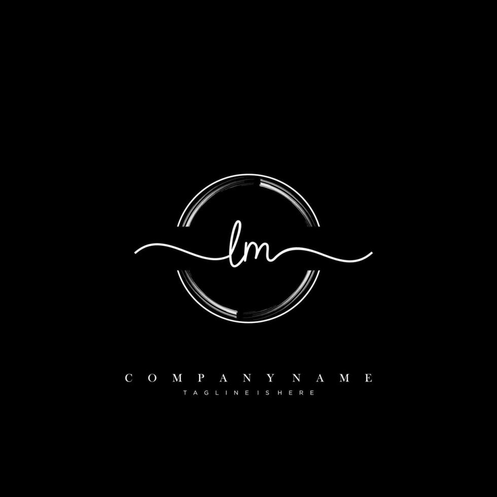 LM Initial handwriting minimalist geometric logo template vector