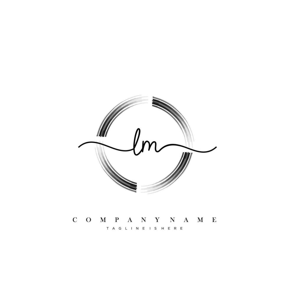 LM Initial handwriting minimalist geometric logo template vector