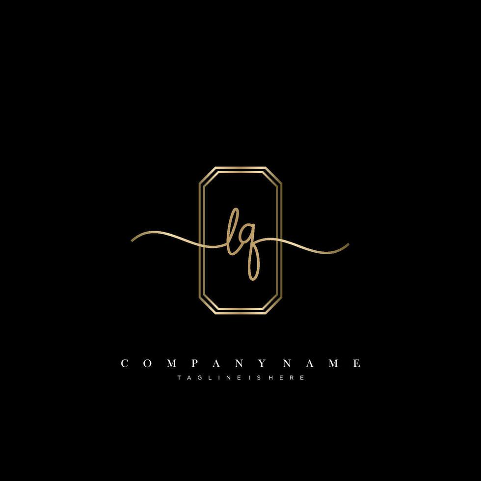 LQ Initial handwriting minimalist geometric logo template vector
