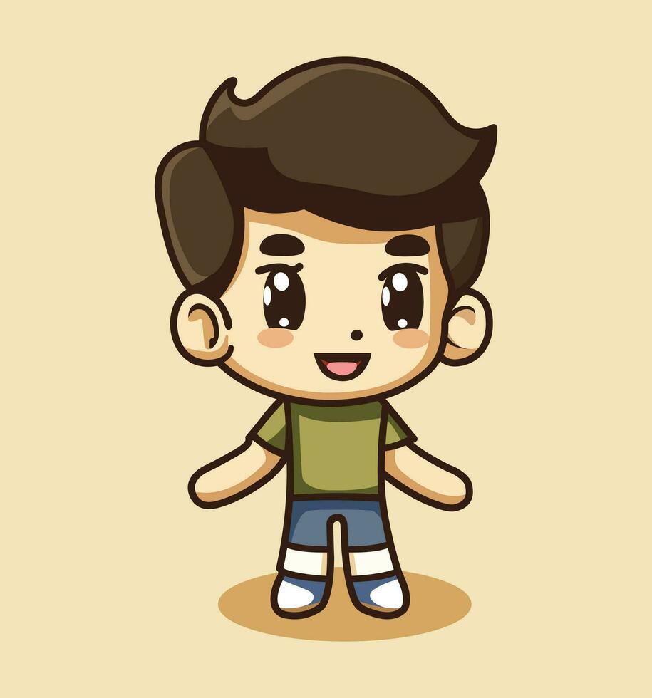 Cute kawaii boy chibi mascot vector cartoon style