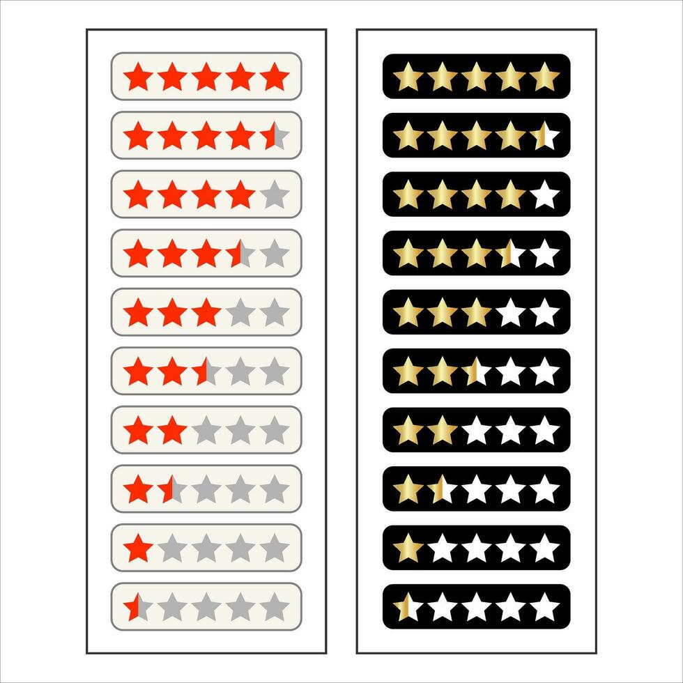 Star rating with two different backgrounds vector collection