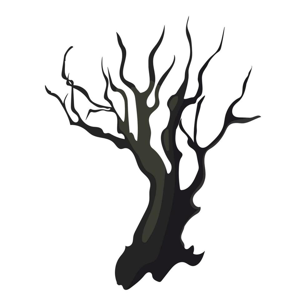 Halloween vector cartoon illustration with tree