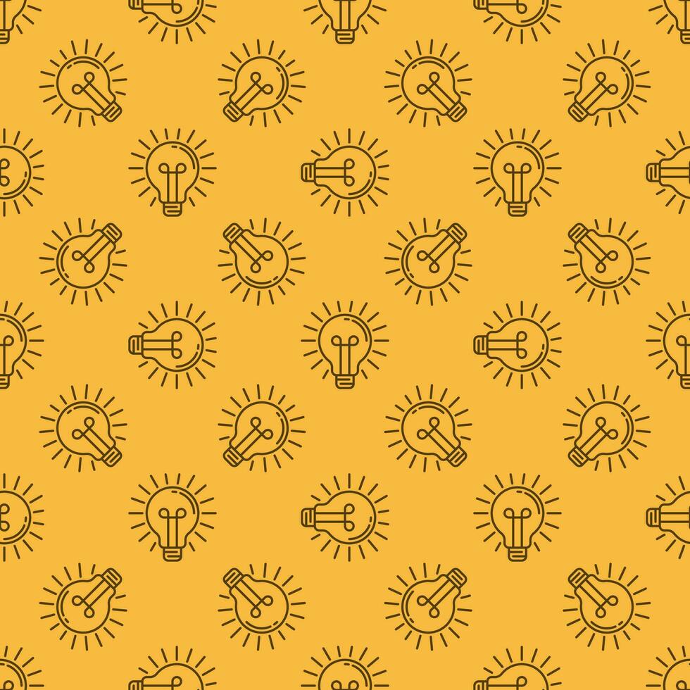 Bulb vector Idea concept line yellow seamless pattern