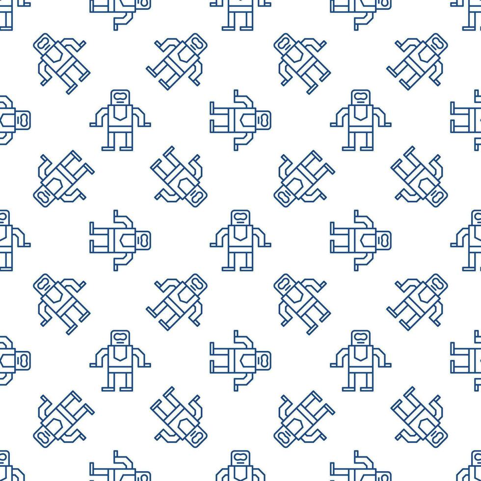 Robot vector concept simple outline seamless pattern