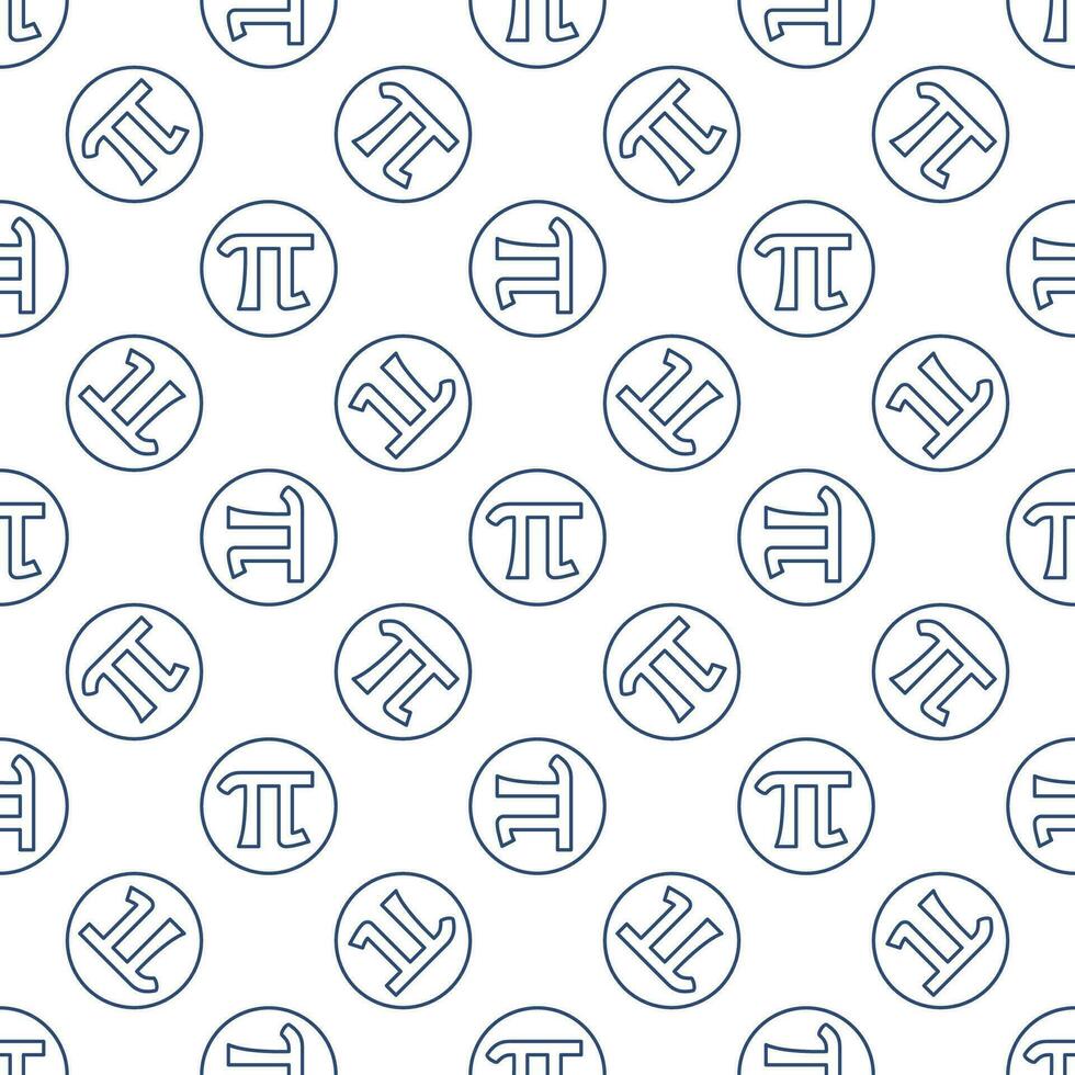 Pi symbol in circle vector concept line round seamless pattern