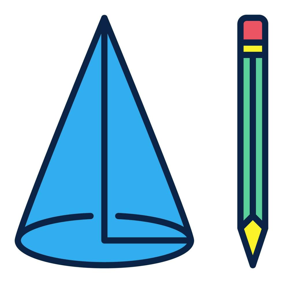 Cone with Pencil vector concept colored icon or symbol