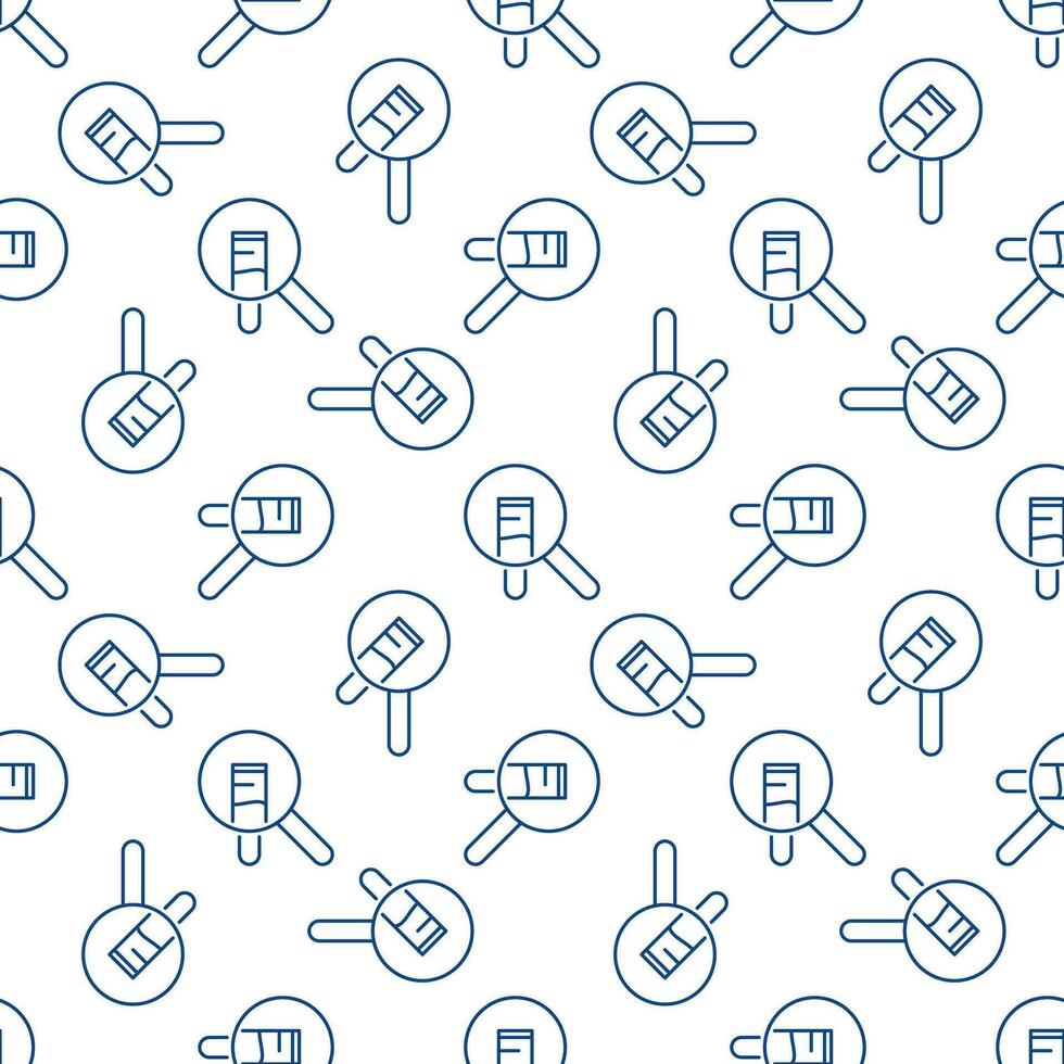 Magnifier with Test Tube vector Chemical Glassware outline seamless pattern