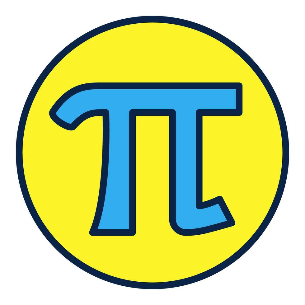 Pi Sign in circle vector concept colored icon or symbol