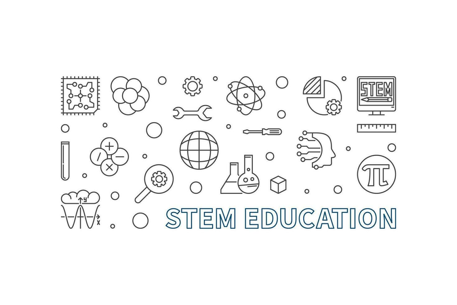 STEM Education horizontal minimal vector linear illustration. Science banner