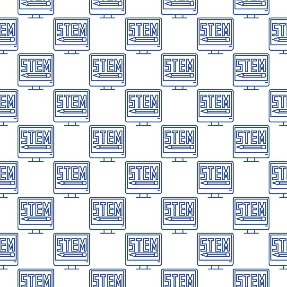 STEM Desktop Computer vector Monitor outline seamless pattern