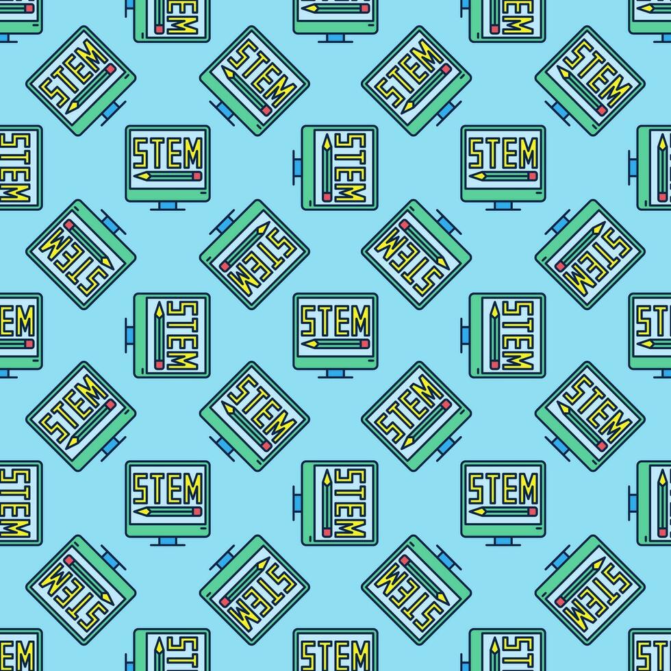 STEM Computer vector PC colored seamless pattern