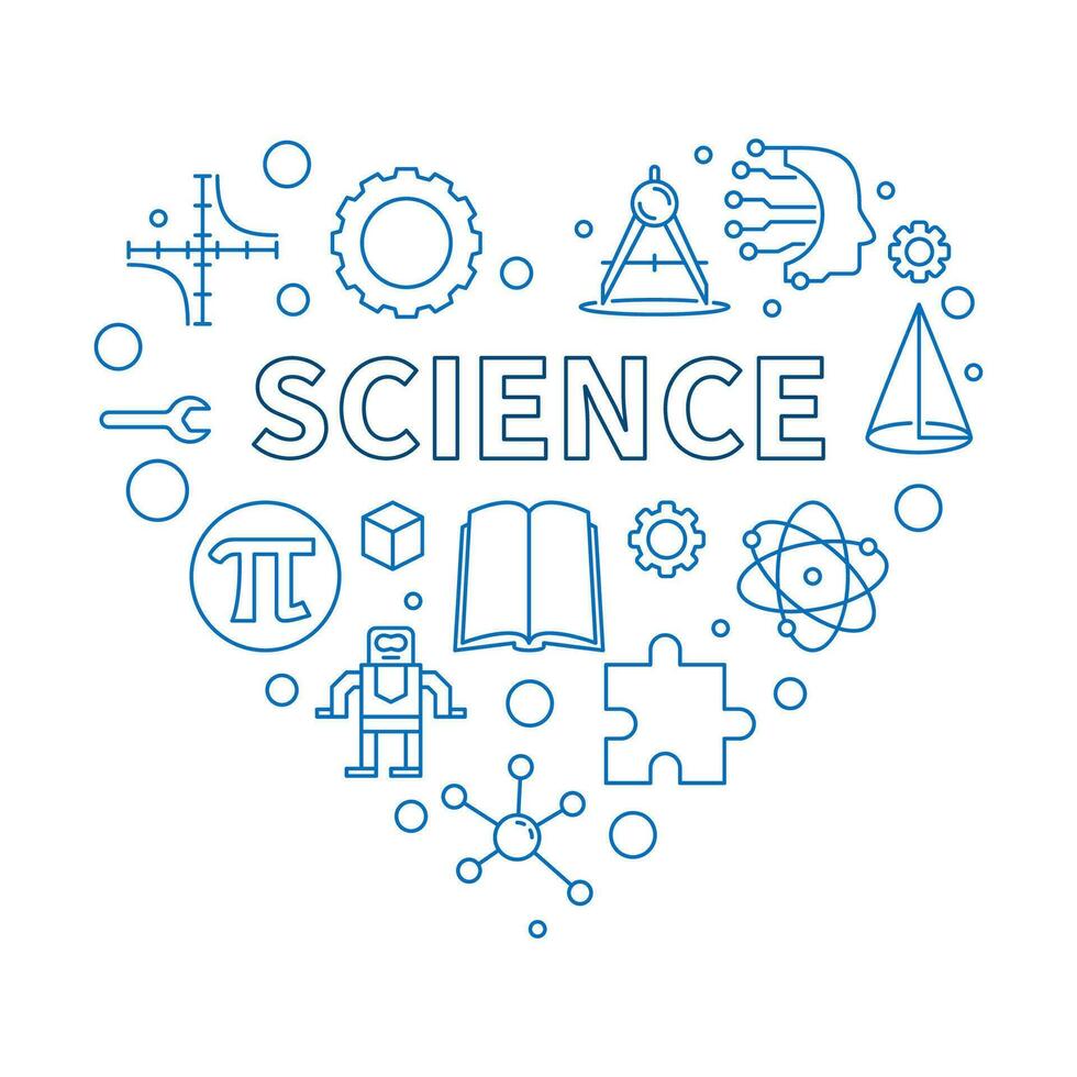 Science Heart outline STEM banner - Vector Illustration