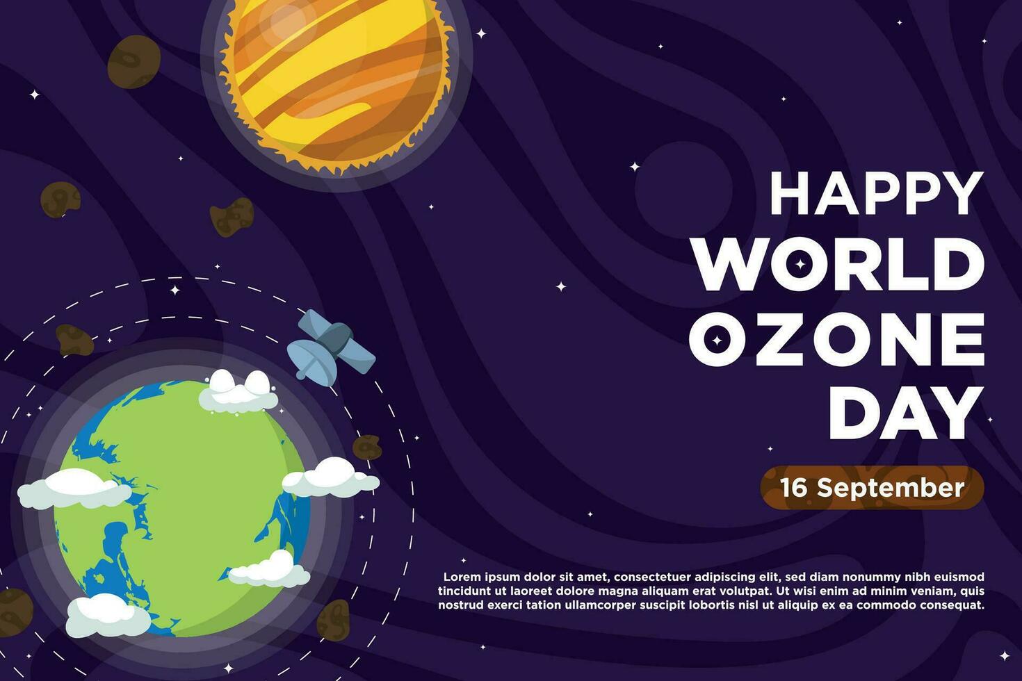 Hand Drawn Vector World Ozone Day With Galaxy Space Themes