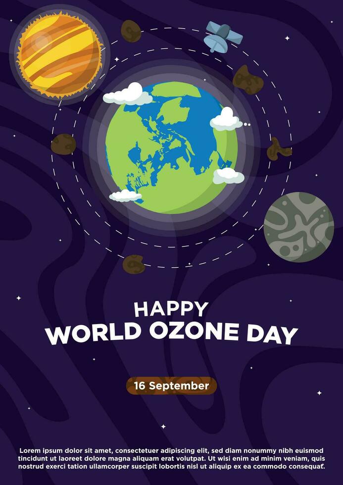 Poster Template Hand Drawn Vector World Ozone Day With Beautiful Galaxy Themes