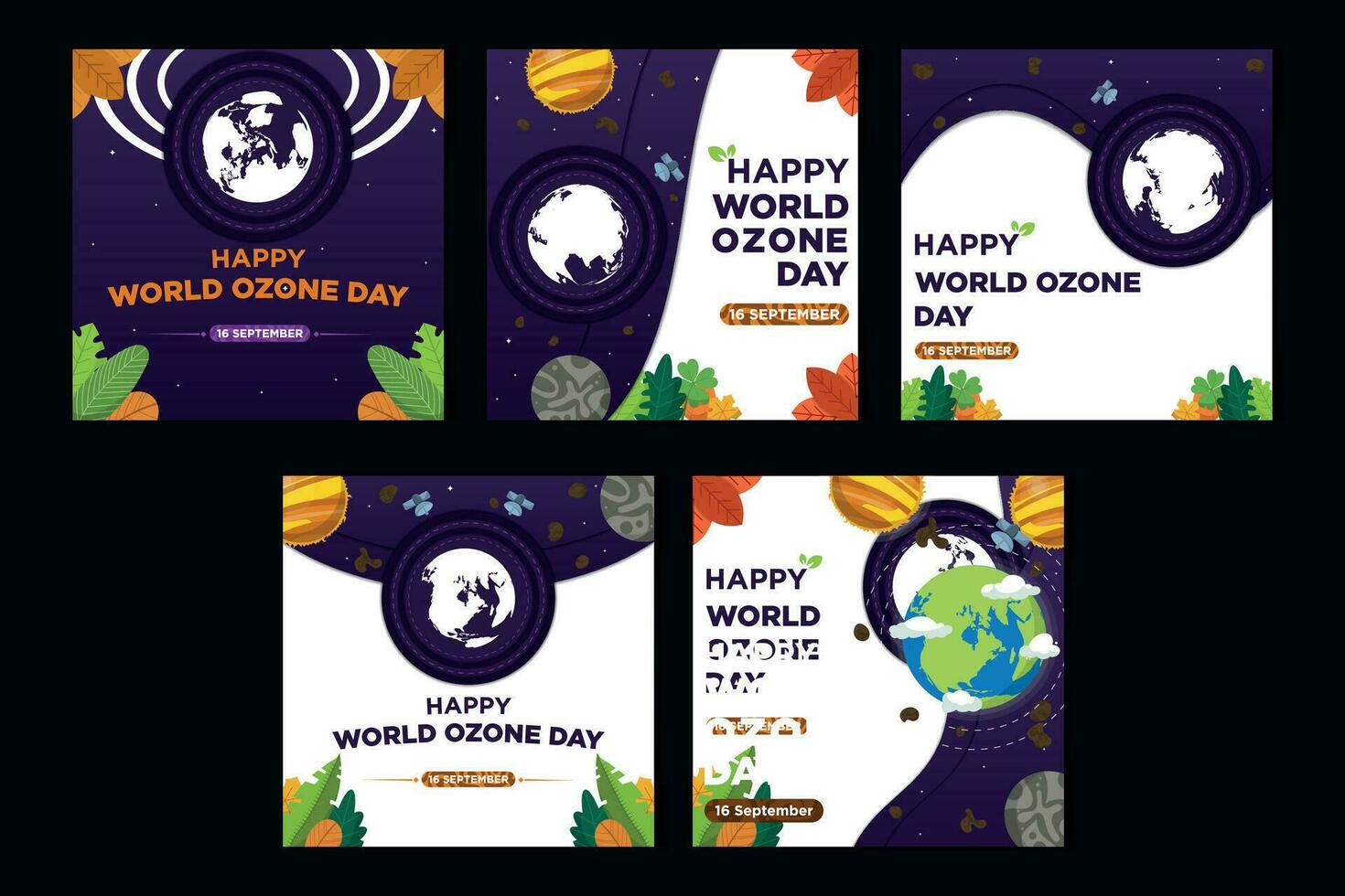 New  Social Media Feeds Template Fresh Concept Vector World Ozone Day With Plant Illustration