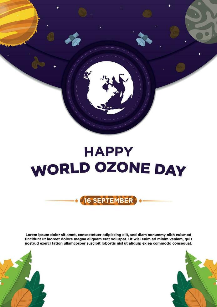 Poster Template Simple Concept Vector World Ozone Day With Plant Illustration