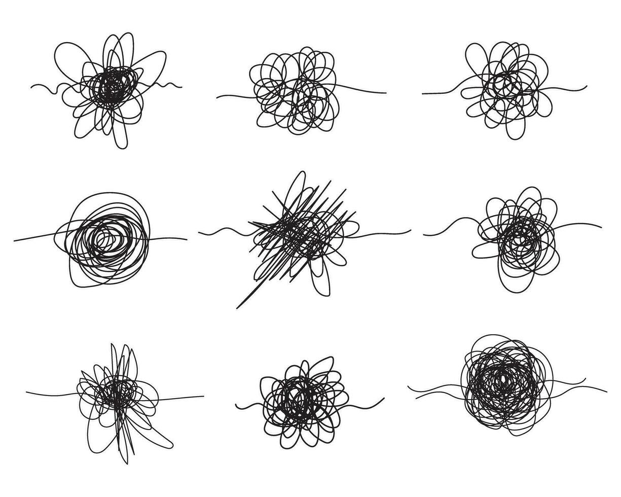 Set of hand drawn scrawl sketch vector