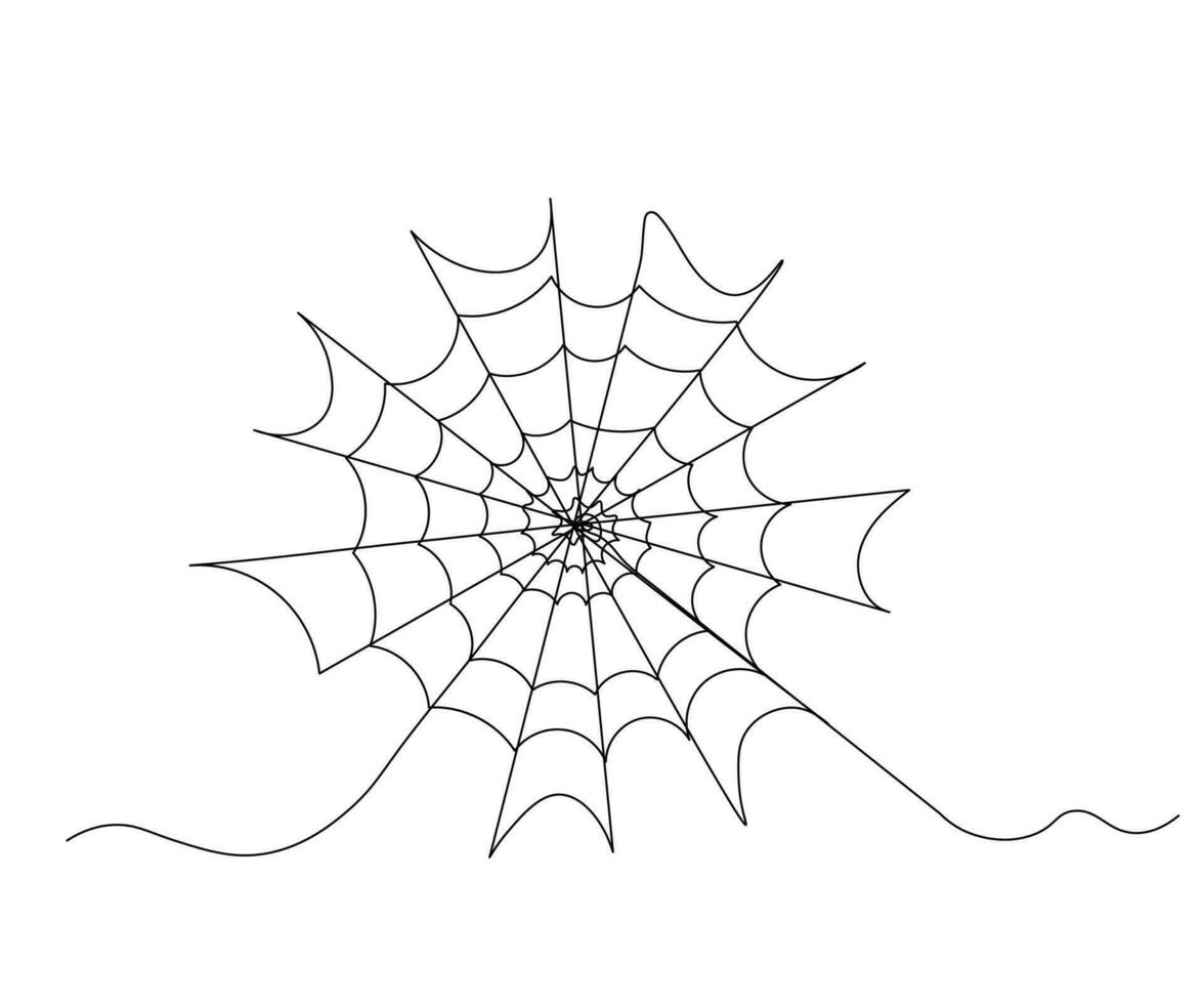 abstract spider web for Halloween Continuous drawing in one line vector