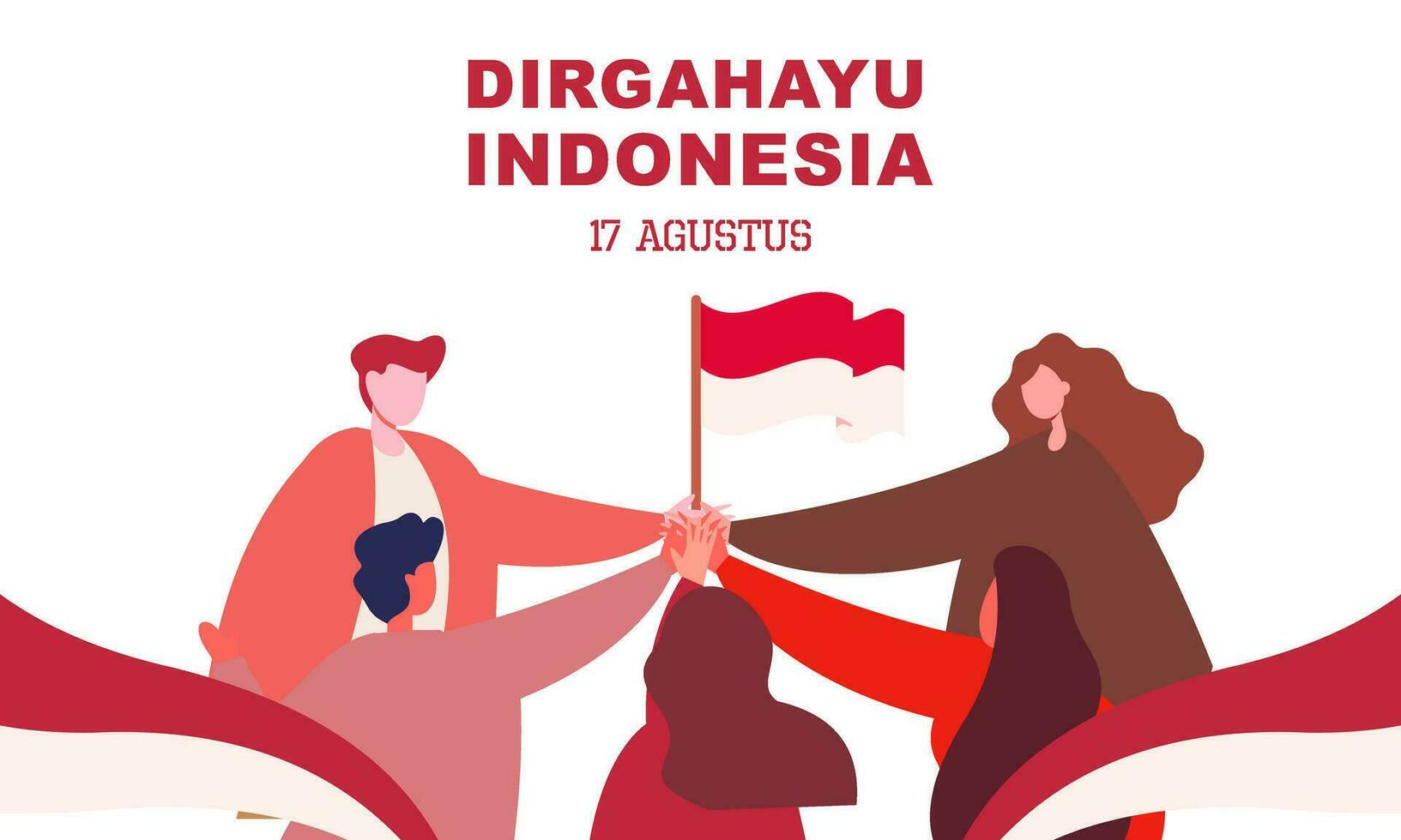 Indonesia independencia día 17 agosto con tradicional juegos concepto ilustración vector