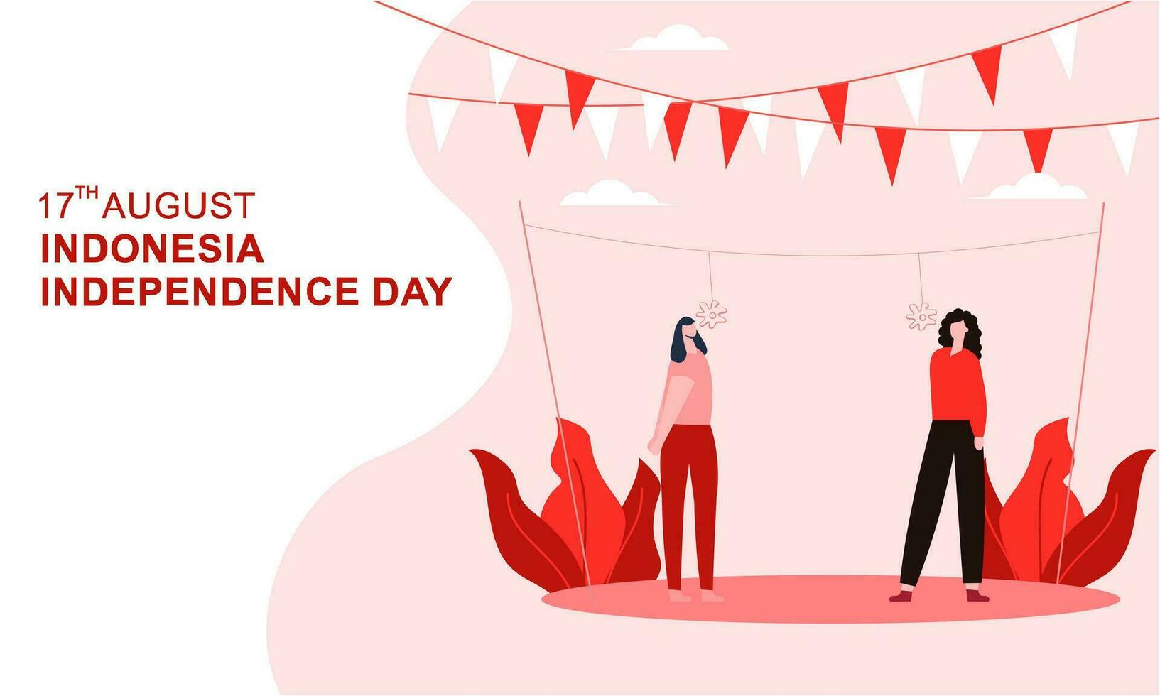 Indonesia independence day 17 august with traditional games concept illustration vector